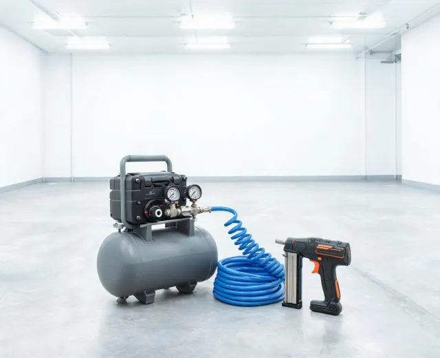 Portable air compressor and nail gun